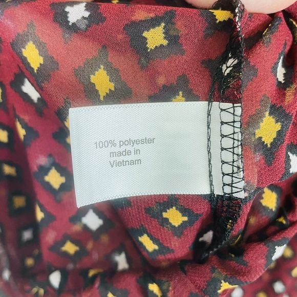Lane Bryant Maroon Diamond Sheer Long Sleeve‎ Peasant Shirt Top Womens 18 20 NEW - Picture 6 of 7